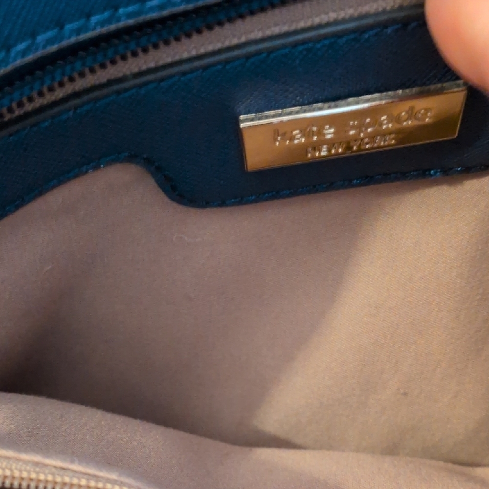 kate spade navy blue tote with gold plaque - Picture 13 of 16